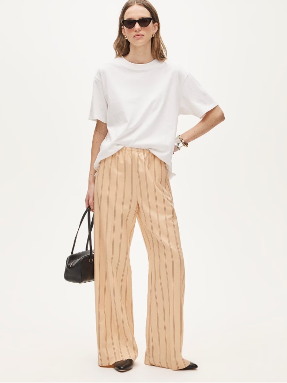 J crew fresh apricot Cosmo pant in striped Gramercy linen blend
